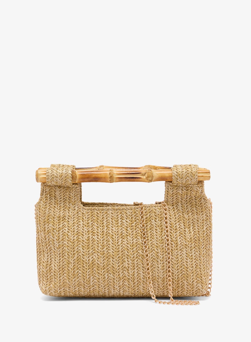 جلاموروس حقيبة يد من الرافيا بمقبض من الخيزران - Image 1